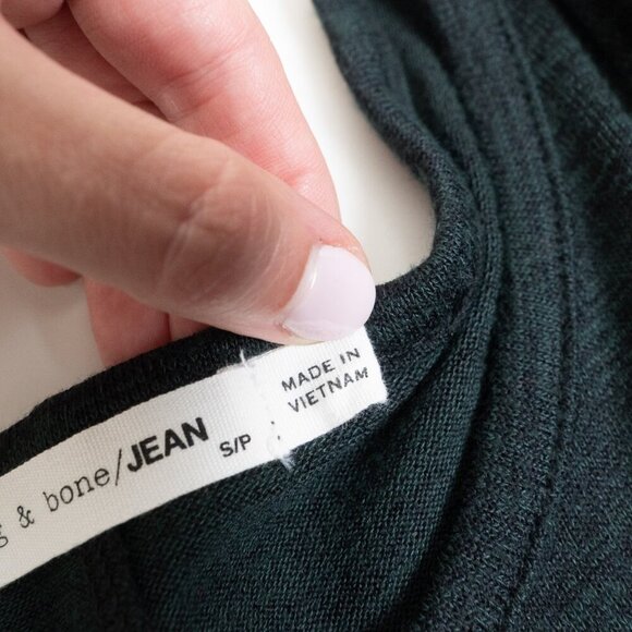 Rag & Bone Hudson Long Sleeve Jersey Tee Teal Heather Green Small NEW - Picture 6 of 14